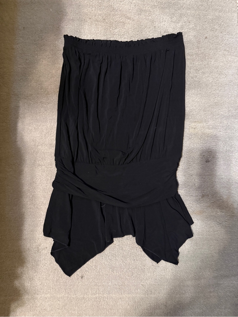 BCBGMaxAzria Black Strapless Handkerchief Hem Top Size S